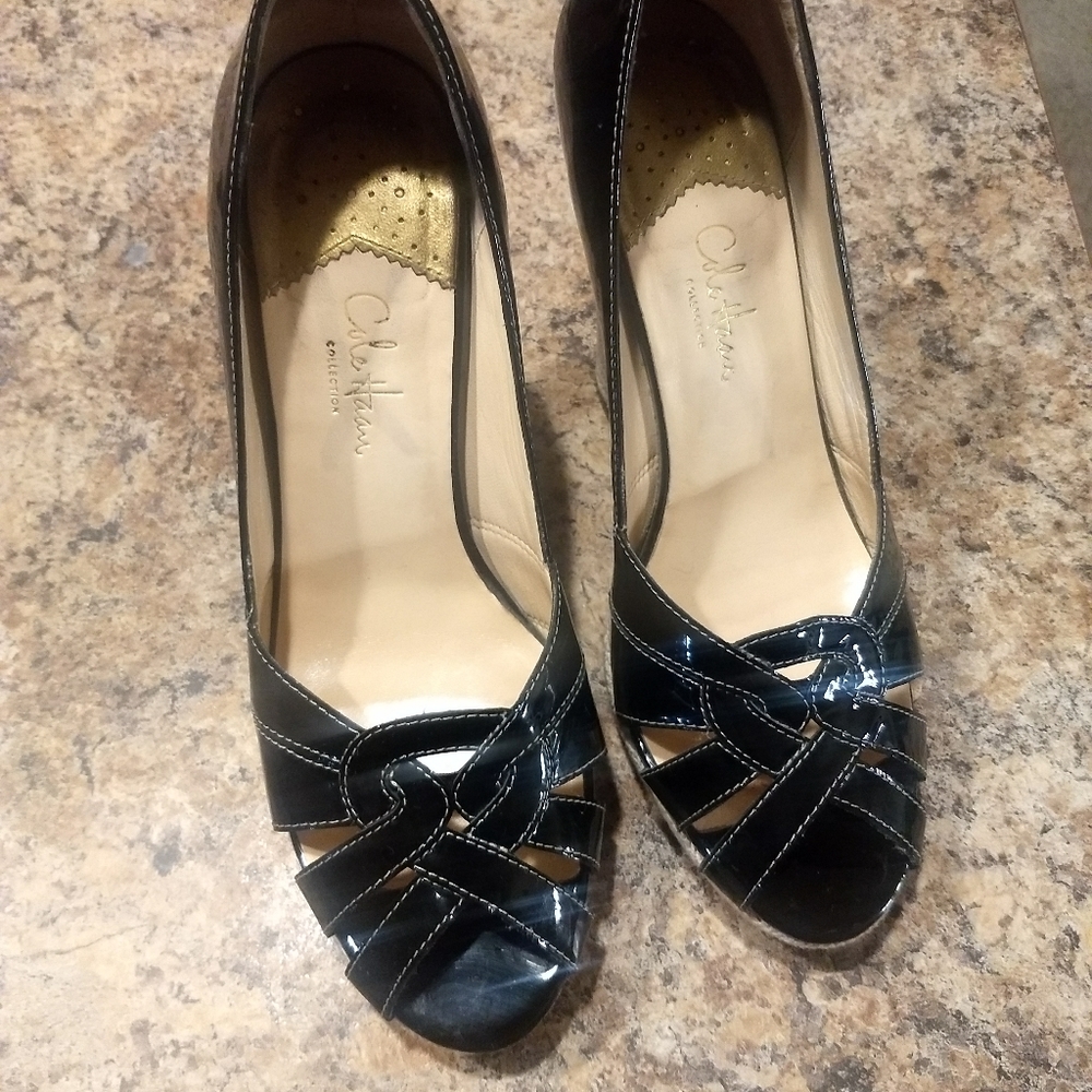 Cole Hahn Black peep toe pumps Nike collab